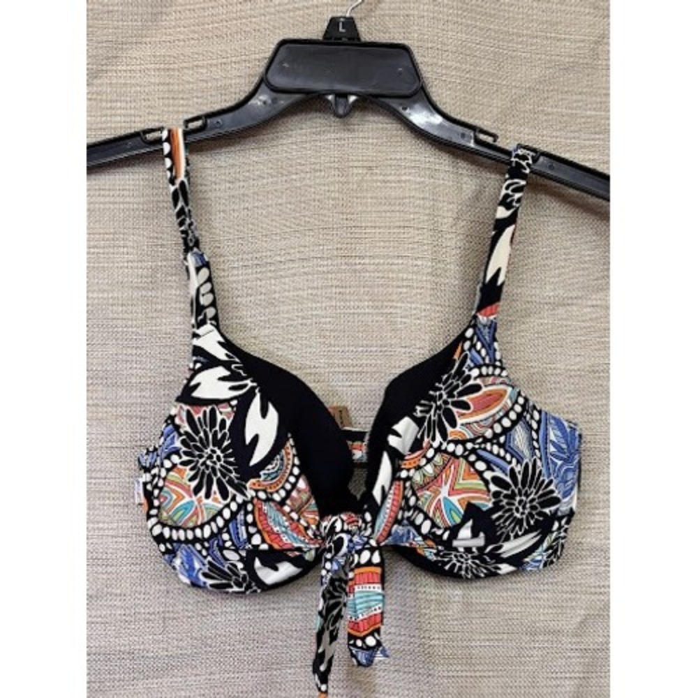 Captiva Underwire Bikini Top Multicolor Geometric Floral‎ Padded Front Tie Small